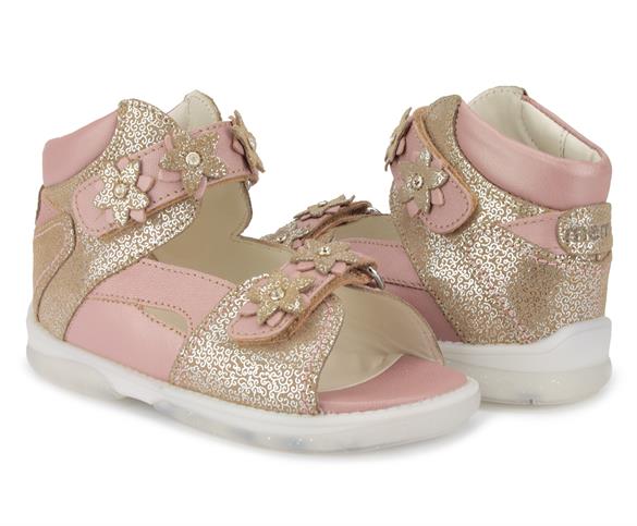 Memo Monaco, rosa/beige - pigesandal ekstra Babystil