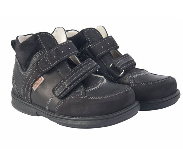 Billede af Memo Polo Junior velcrosko, sort - sko med ekstra støtte