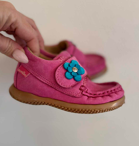 Aurelka Mokkasiner m/velcro, pink - sko med ekstra støtte