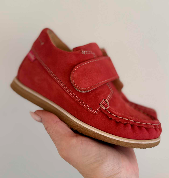 Aurelka Mokkasiner m/velcro, rød - sko med ekstra støtte