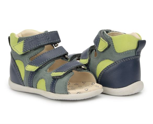 Billede af Memo Diego sandal, petrol navy/lime - drengesandal med ekstra støtte